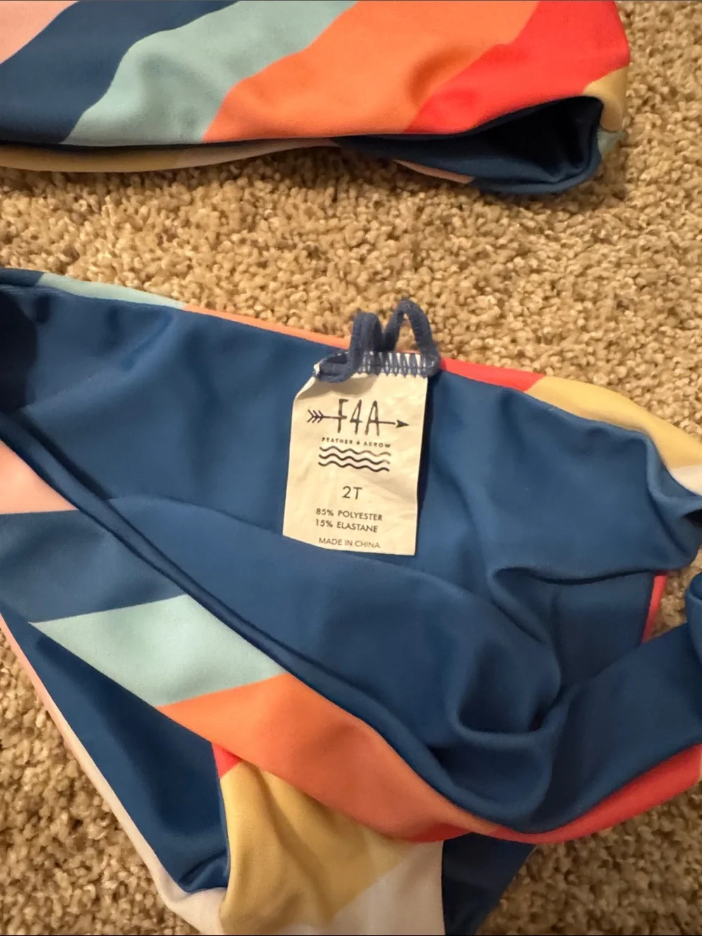Girls' Multicolor Diagonal Stripe Swim Bikini - Active Two-Piece